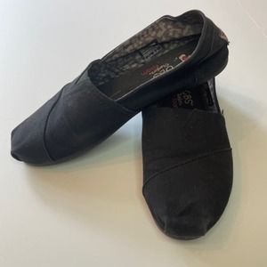 Women's BOBS Slip-On Casual Canvas Flats Skechers Black Size 8